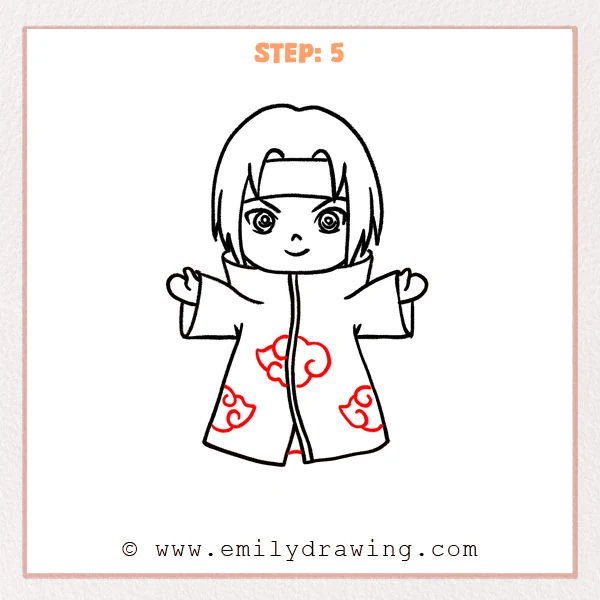 how to draw an itachi uchiha - Step 5